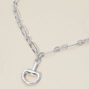 Half Horsebit Pendant Metal Chain Necklace